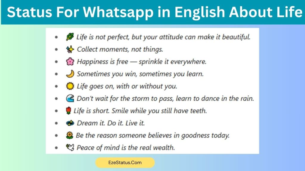 Status For Whatsapp in English About Life